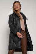 Купить Пальто утепленное с капюшоном зимнее женское черного цвета 13305Ch, фото 16