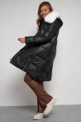 Купить Пальто утепленное с капюшоном зимнее женское черного цвета 13305Ch, фото 17