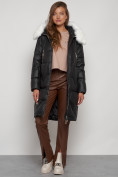 Купить Пальто утепленное с капюшоном зимнее женское черного цвета 13305Ch, фото 18