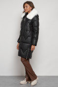 Купить Пальто утепленное с капюшоном зимнее женское черного цвета 13305Ch, фото 2