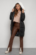 Купить Пальто утепленное с капюшоном зимнее женское черного цвета 13305Ch, фото 19