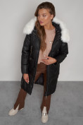Купить Пальто утепленное с капюшоном зимнее женское черного цвета 13305Ch, фото 21