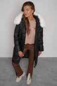 Купить Пальто утепленное с капюшоном зимнее женское черного цвета 13305Ch, фото 23