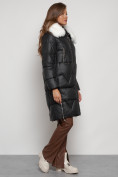 Купить Пальто утепленное с капюшоном зимнее женское черного цвета 13305Ch, фото 3