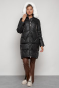 Купить Пальто утепленное с капюшоном зимнее женское черного цвета 13305Ch, фото 5