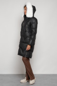 Купить Пальто утепленное с капюшоном зимнее женское черного цвета 13305Ch, фото 6