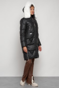 Купить Пальто утепленное с капюшоном зимнее женское черного цвета 13305Ch, фото 7