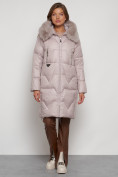 Купить Пальто утепленное с капюшоном зимнее женское светло-коричневого 13305SK