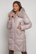 Купить Пальто утепленное с капюшоном зимнее женское светло-коричневого 13305SK, фото 10