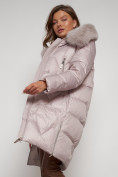Купить Пальто утепленное с капюшоном зимнее женское светло-коричневого 13305SK, фото 17