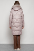 Купить Пальто утепленное с капюшоном зимнее женское светло-коричневого 13305SK, фото 4