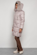 Купить Пальто утепленное с капюшоном зимнее женское светло-коричневого 13305SK, фото 6