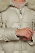 Купить Пальто утепленное с капюшоном зимнее женское светло-зеленого цвета 13305ZS, фото 12