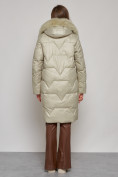 Купить Пальто утепленное с капюшоном зимнее женское светло-зеленого цвета 13305ZS, фото 4