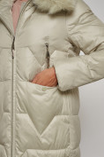 Купить Пальто утепленное с капюшоном зимнее женское светло-зеленого цвета 13305ZS, фото 7