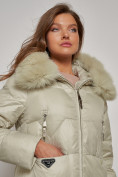 Купить Пальто утепленное с капюшоном зимнее женское светло-зеленого цвета 13305ZS, фото 9