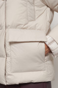 Купить Зимняя женская куртка модная с капюшоном бежевого цвета 133105B, фото 11