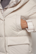 Купить Зимняя женская куртка модная с капюшоном бежевого цвета 133105B, фото 12