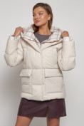 Купить Зимняя женская куртка модная с капюшоном бежевого цвета 133105B, фото 22