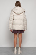 Купить Зимняя женская куртка модная с капюшоном бежевого цвета 133105B, фото 9