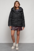 Купить Зимняя женская куртка модная с капюшоном черного цвета 133105Ch