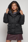Купить Зимняя женская куртка модная с капюшоном черного цвета 133105Ch, фото 11