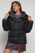 Купить Зимняя женская куртка модная с капюшоном черного цвета 133105Ch, фото 13