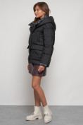 Купить Зимняя женская куртка модная с капюшоном черного цвета 133105Ch, фото 2