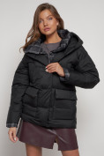 Купить Зимняя женская куртка модная с капюшоном черного цвета 133105Ch, фото 20