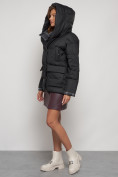 Купить Зимняя женская куртка модная с капюшоном черного цвета 133105Ch, фото 8