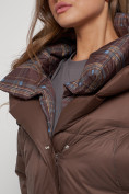 Купить Зимняя женская куртка модная с капюшоном коричневого цвета 133105K, фото 13