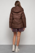 Купить Зимняя женская куртка модная с капюшоном коричневого цвета 133105K, фото 4