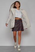 Купить Куртка зимняя женская модная с мехом бежевого цвета 133120B, фото 12
