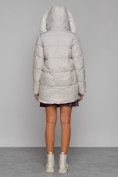 Купить Куртка зимняя женская модная с мехом бежевого цвета 133120B, фото 4