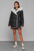 Купить Куртка зимняя женская модная с мехом черного цвета 133120Ch