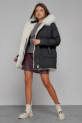 Купить Куртка зимняя женская модная с мехом черного цвета 133120Ch, фото 10