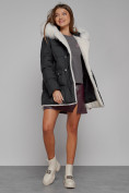 Купить Куртка зимняя женская модная с мехом черного цвета 133120Ch, фото 12