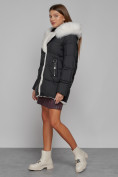 Купить Куртка зимняя женская модная с мехом черного цвета 133120Ch, фото 2