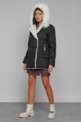 Купить Куртка зимняя женская модная с мехом черного цвета 133120Ch, фото 5