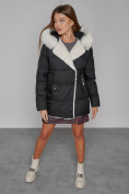 Купить Куртка зимняя женская модная с мехом черного цвета 133120Ch, фото 8