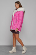 Купить Куртка зимняя женская модная с мехом розового цвета 133120R, фото 2