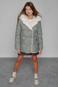 Купить Куртка зимняя женская модная с мехом светло-зеленого цвета 133120ZS, фото 10