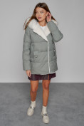 Купить Куртка зимняя женская модная с мехом светло-зеленого цвета 133120ZS, фото 11