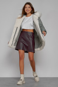 Купить Куртка зимняя женская модная с мехом светло-зеленого цвета 133120ZS, фото 14