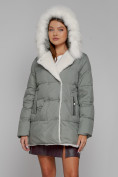 Купить Куртка зимняя женская модная с мехом светло-зеленого цвета 133120ZS, фото 7