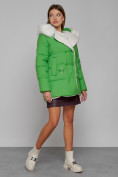 Купить Куртка зимняя женская модная с мехом зеленого цвета 133120Z, фото 3