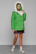 Купить Куртка зимняя женская модная с мехом зеленого цвета 133120Z, фото 7