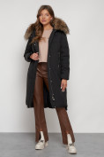 Купить Пальто утепленное с капюшоном зимнее женское черного цвета 133125Ch, фото 2