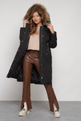 Купить Пальто утепленное с капюшоном зимнее женское черного цвета 133125Ch, фото 6