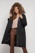 Купить Пальто утепленное с капюшоном зимнее женское черного цвета 133125Ch, фото 7